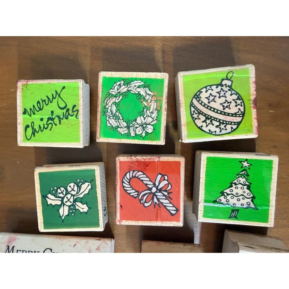 Stampin Up‎ Vap! Scrap Christmas Rubber Stamp Set Mixed Lot Wood Block of 12